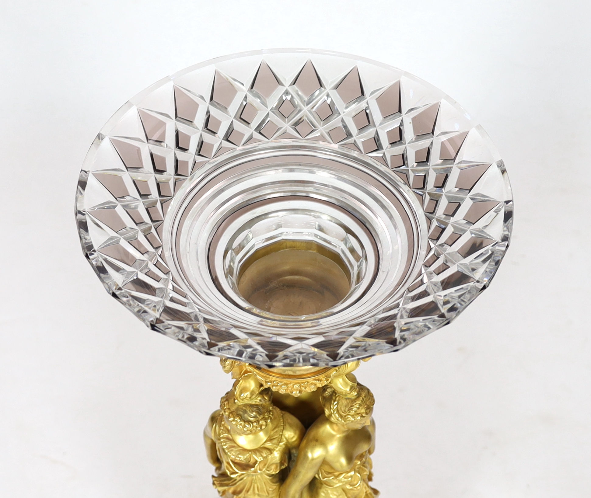 After Pierre-Philippe Thomire (1751-1843), a French Empire ormolu and rouge marble centrepiece 37cm diameter, 97cm high, Please note this lot attracts an additional import tax of 5% on the hammer price